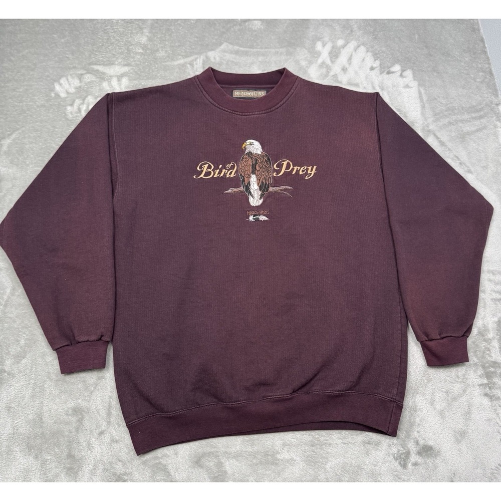 Vintage Bald Eagle Crewneck Mens Large Pullover Sweatshirt Headwaters 90s Y2K